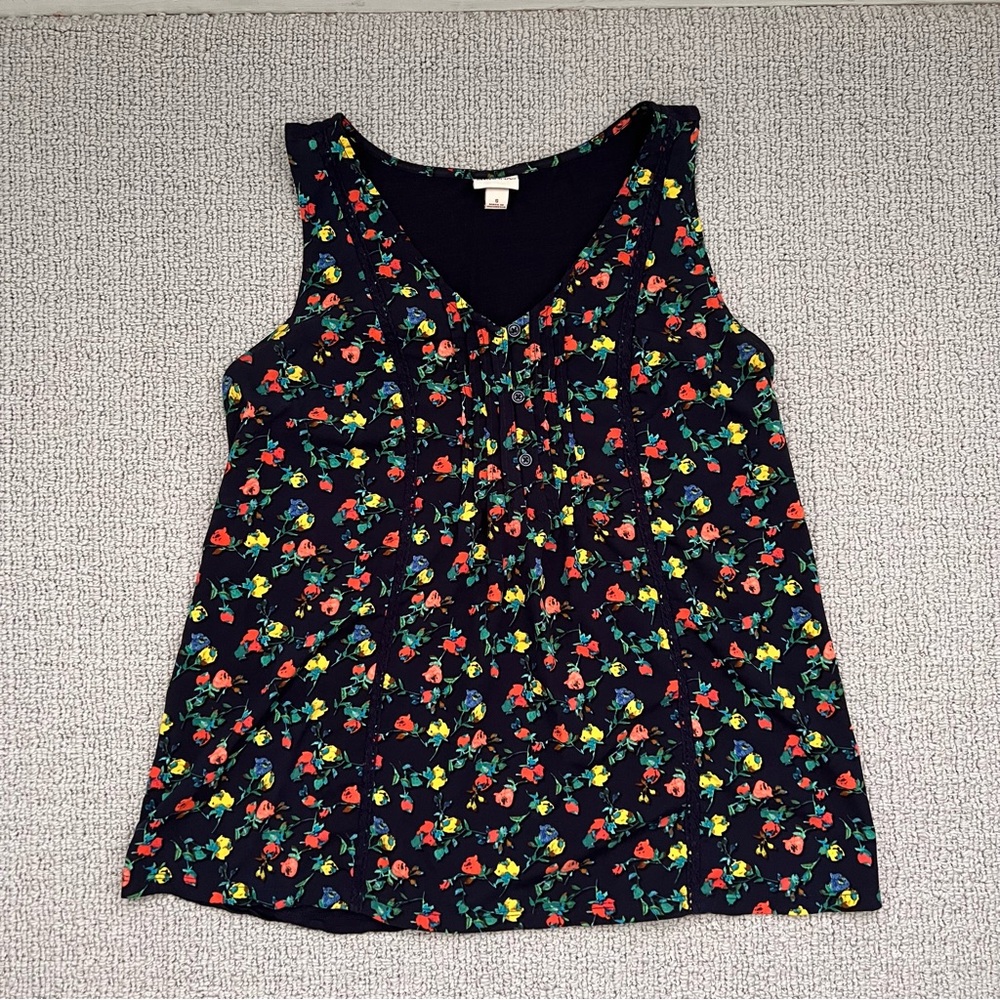 Merona Sleeveless Blouse in navy blue floral print